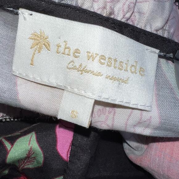 The Westside Long Sleeve Silk Blend Floral Dress Pockets Black Pink Size Small - Picture 4 of 7